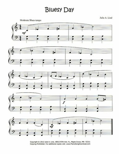 Bluesy Day: free piano sheet music