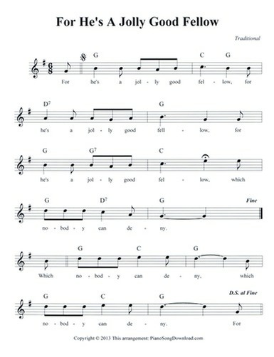 For He's A Jolly Good Fellow: free lead sheet