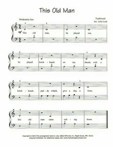 This Old Man: free piano sheet music