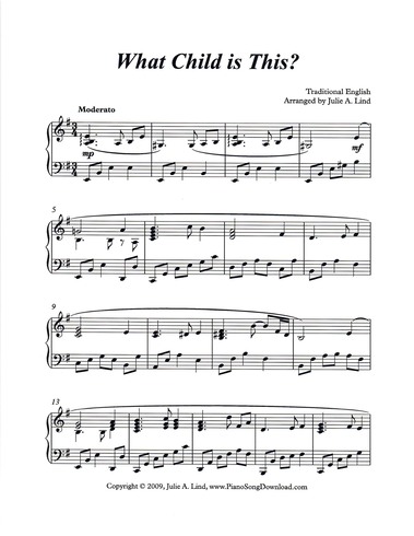What Child is This? Free late intermediate Christmas Piano Sheet Music