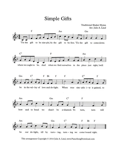 Simple Gifts Lead Sheet