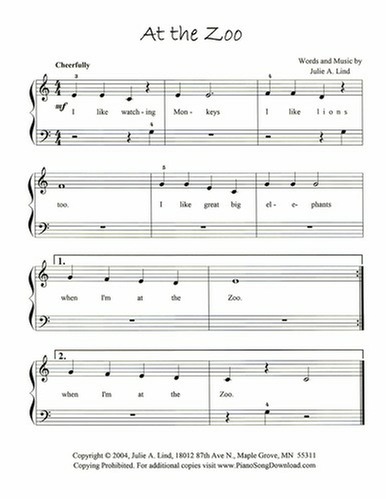 At the Zoo: free piano sheet music