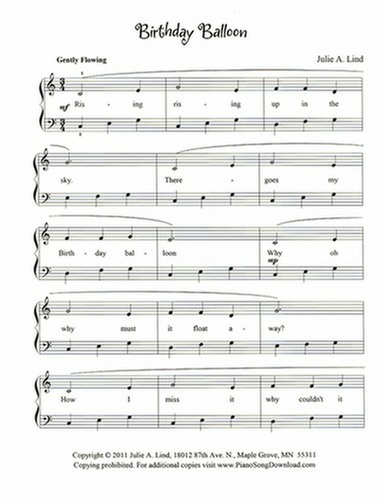 Birthday Balloon: free piano sheet music