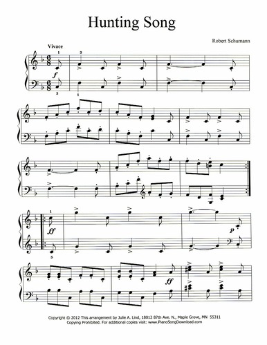 Hunting Song: free piano sheet music