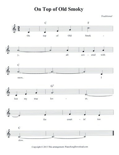 On Top of Old Smoky: free lead sheet