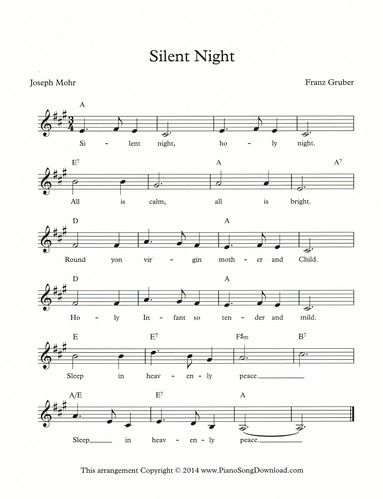 Silent Night: Christmas free lead sheet with melody ...