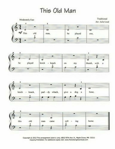 This Old Man Free Easy Piano Sheet Music With Lyrics