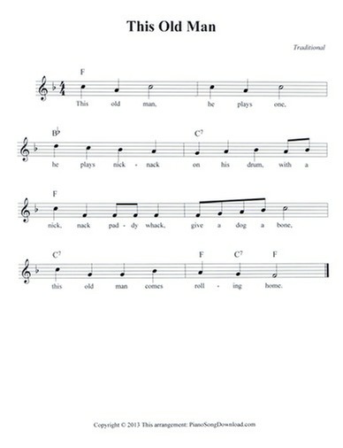 This Old Man Free Lead Sheet With Melody Chords And Lyrics