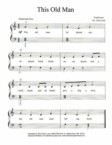 This Old Man Free Piano Sheet Music With Chords And Lyrics