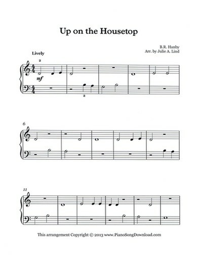 Up on the Housetop: free easy Christmas piano sheet music