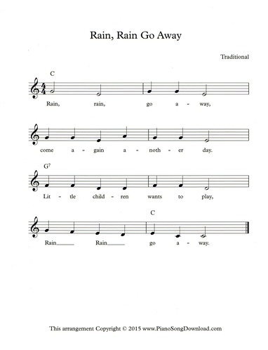 Rain, Rain, Go Away: free lead sheet with melody, chords and lyrics