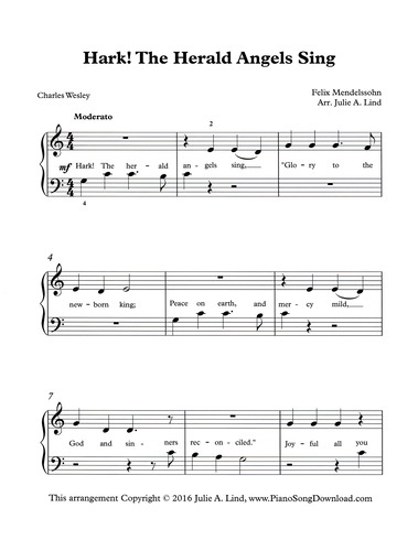 Hark the Herald Angels Sing: easy PDF Christmas piano ...