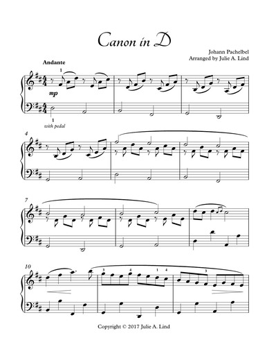 Canon in D arranged by Julie Lind