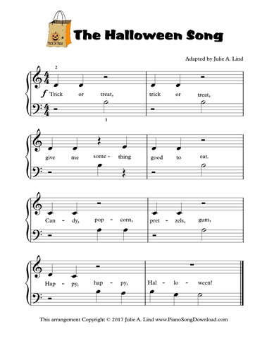 The Halloween Song Free Easy Halloween Sheet Music With Words