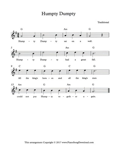 Humpty Dumpty Lead Sheet