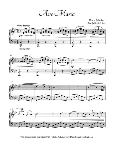 Ave Maria Schubert Intermediate Piano Solo Sheet Music