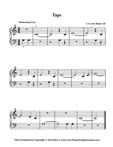 Taps: easy PDF piano sheet music