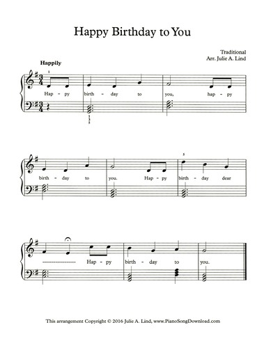 Happy Birthday: free easy piano sheet music with chords ...