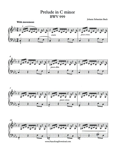 Tradicion perder tofu Prelude in C minor, BWV 999, J.S. Bach piano sheet music