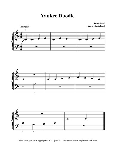 Yankee Doodle Free Easy Piano Sheet Music