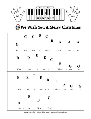 We Wish You A Merry Christmas: free Pre-Staff piano sheet ...