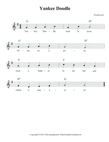 Yankee Doodle Free Lead Sheet With Melody Chords And Lyrics